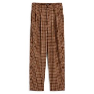Madewell Pleated Taper Wide-Leg Pants, Desert Check